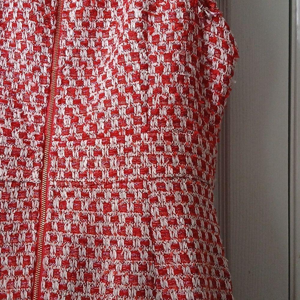 Jade Melody Tam red white plaid fringe dress Sz M NWT - Picture 7 of 9